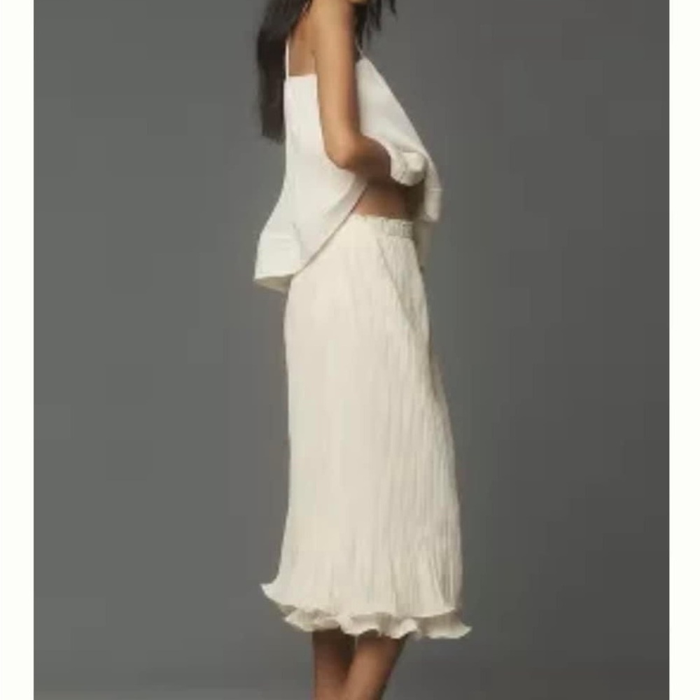 Anthropologie Ivory Midi Skirt